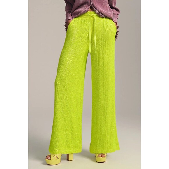 Avec Les Filles Pants - Avec Les Filles Wide-Leg Sequin Pants Small
